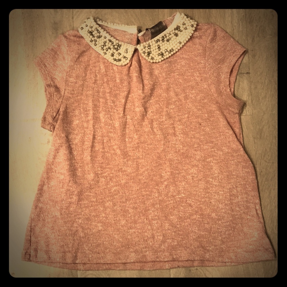 Peter Pan collar light Blush sweater